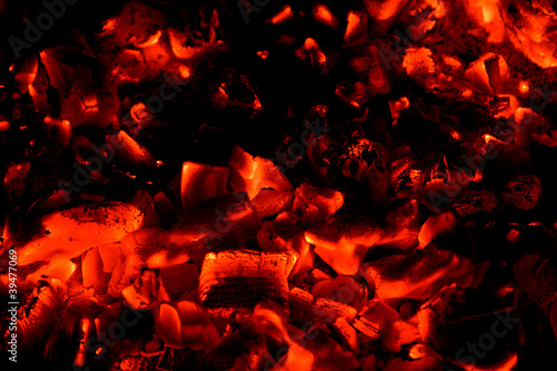 Photo: Red hot coals background Red hot coals background