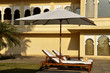 Sunbeds against medieval architecture in Udaipur, India