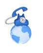 Blue retro telephone on a globe Blue retro telephone on a globe