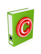 Green folder with red copyright symbol.