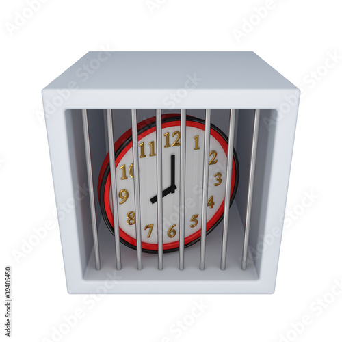 Illustration: Red watch in a jail. Red watch in a jail.