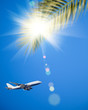 Airplane flying in blue sky Airplane flying in blue sky