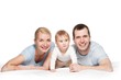 Happy family isolated on white background