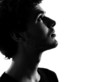 Photo: young man silhouette similing happy young man silhouette similing happy