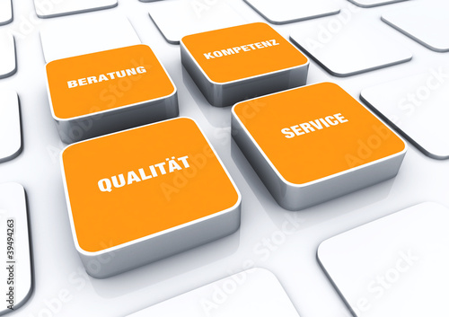 Illustration: Quader Konzept Orange - Beratung Kompetenz Qualität Service 3 Quader Konzept Orange - Beratung Kompetenz Qualität Service 3