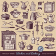 kitchen & cooking (2) - assorted vintage illustrations