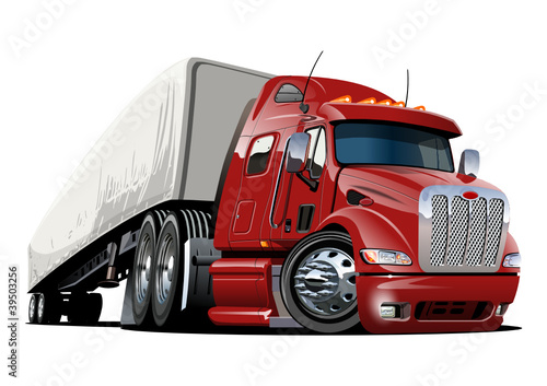 Vector: vector cartoon semi truck. one-click repaint vector cartoon semi truck. one-click repaint