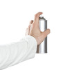 Photo: Human hand spraying with paint over white background Human hand spraying with paint over white background