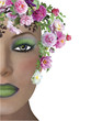 Illustration: hübsche Frau mit Blumenkranz auf dem Kopf hübsche Frau mit Blumenkranz auf dem Kopf