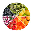 Arc en ciel de fruits et légumes en cercle Arc en ciel de fruits et légumes en cercle