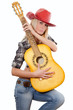 The beautiful girl in a cowboy's hat isolated