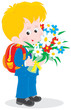 Schoolboy with flowers
