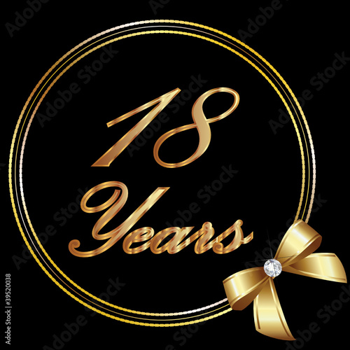 Vector: 18 Years anniversary gold and ribbon 18 Years anniversary gold and ribbon
