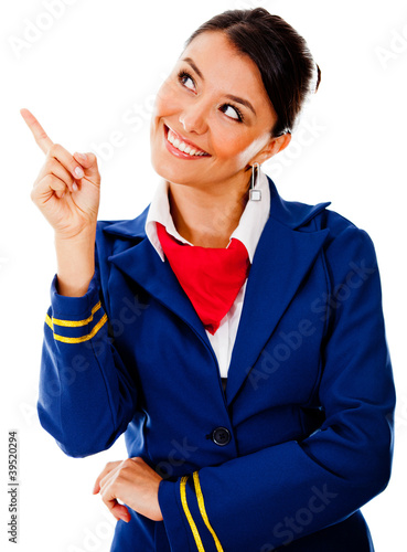 Foto: Flight attendant pointing Flight attendant pointing