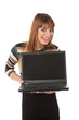 Young cute business woman with laptop