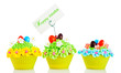 Foto: Happy easter cupcake with chocolate egg and cream grass as a mea Happy easter cupcake with chocolate egg and cream grass as a mea