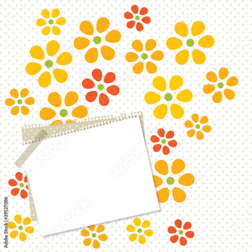Vector: flower card with paper flower card with paper