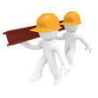 Two construction worker with a steel beam, teamwork
