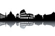 Rome skyline - black and white vector illustration
