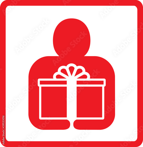 Vector: red sign with man silhouette and box symbol shopping red sign with man silhouette and box symbol shopping