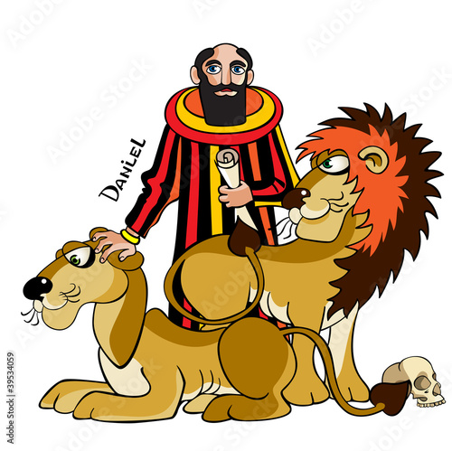 Vector: Daniel and lions. Daniel and lions.