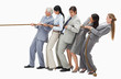 Business people pulling a rope