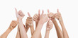 Five pairs of arms and thumbs up 