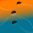 Illustration: Ship on wavy waters at dusk Ship on wavy waters at dusk