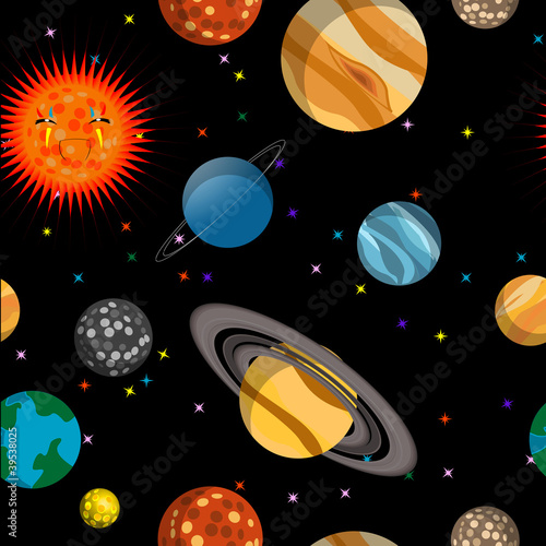 Illustration: Seamless pattern with planets Seamless pattern with planets