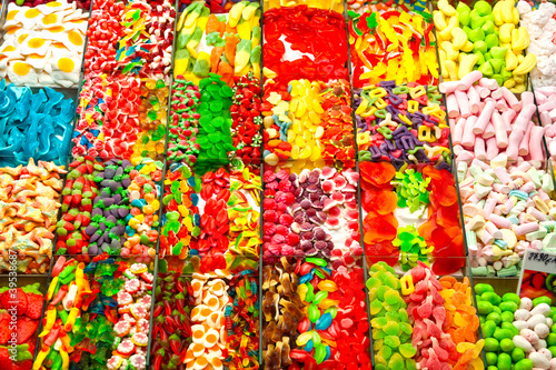Photo: Assorted candyin a market, barcelona, spain. Assorted candyin a market, barcelona, spain.