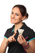 smiling badminton player