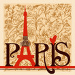 Vector: Paris lettering over vintage floral background Paris lettering over vintage floral background