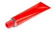 Photo: Red tube of ointment isolated on white Red tube of ointment isolated on white