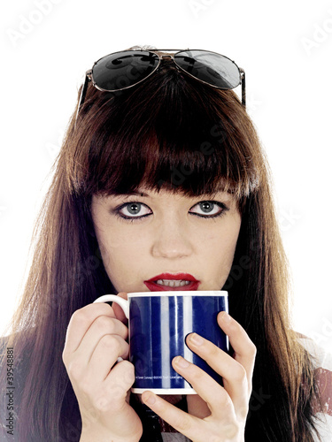Foto: Young Woman Drinking Coffee. Model Released Young Woman Drinking Coffee. Model Released
