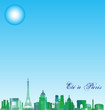 Summer Paris vector background with skyline