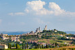 view of San Gimignano town in Tuscany province of Italy