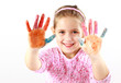 Little girl with painted hands