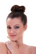 Close-up portrait  brunette Caucasian appearance.