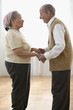 Side view of elderly couple