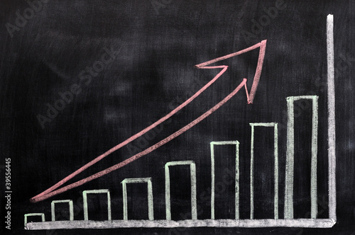 Photo: Charts growing up written with chalk on a blackboard Charts growing up written with chalk on a blackboard