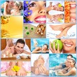 Spa massage collage background.