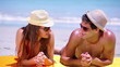 Smiling couple talking together