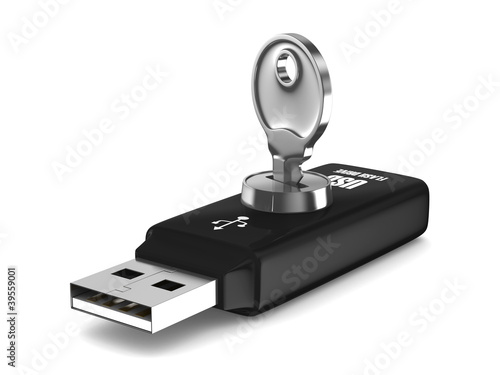 Illustration: usb flash drive on white background. Isolated 3D image usb flash drive on white background. Isolated 3D image