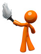 Orange Man Holding Feather Duster, Cleaner or Butler