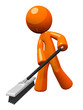 Orange Man Pushing a Broom, Sweeping