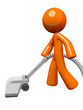 Orange Man Vacuuming 3d Render