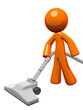 Orange Man Vacuuming 3d Render
