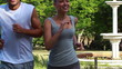 Video: Smiling couple jog together as time elapses and they are further down the road Smiling couple jog together as time elapses and they are further down the road