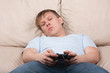 portrait of a sleepy gamer