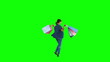 Teenage girl in slow motion holding shopping bags